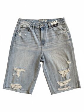 Francesca’s Light Blue Super High Rise Skater Denim Shorts Size 11/30 NWT
